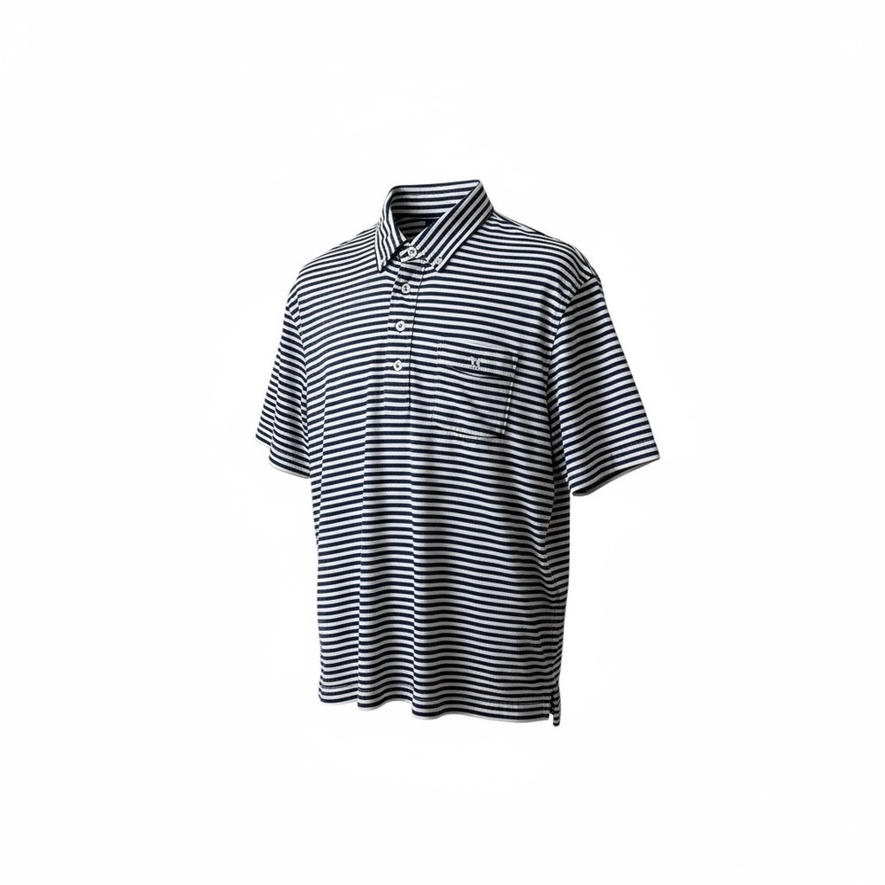Ralph Lauren Polo Shirt Navy White Stripe 100% Cotton Size XL